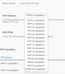 PHP Version selector