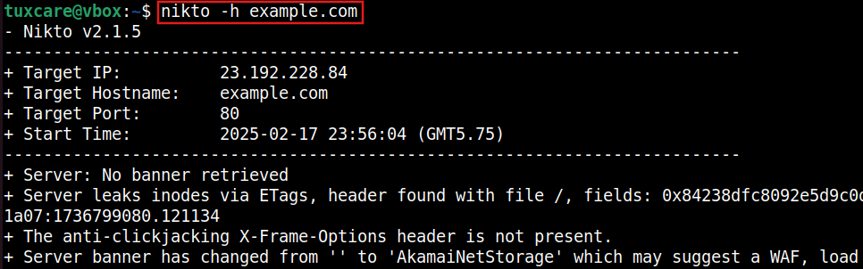 nikto website scan tool